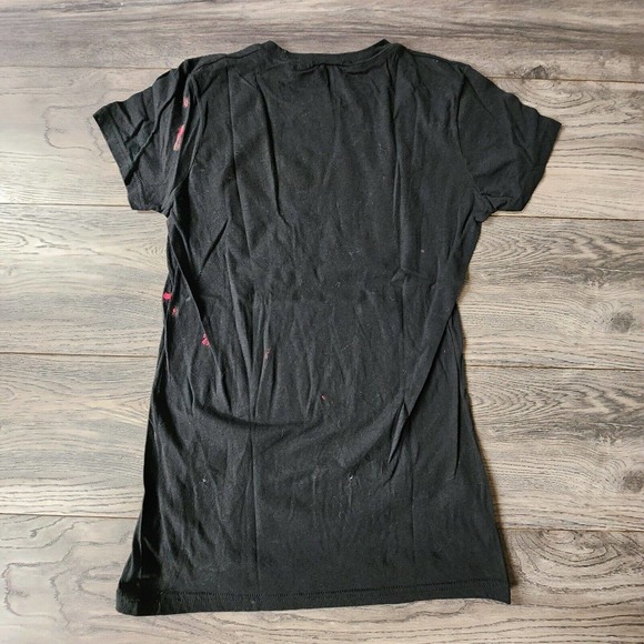 THE BEATLES Graphic Black T-Shirt Girls Sz S Paint Splatter - Picture 3 of 3